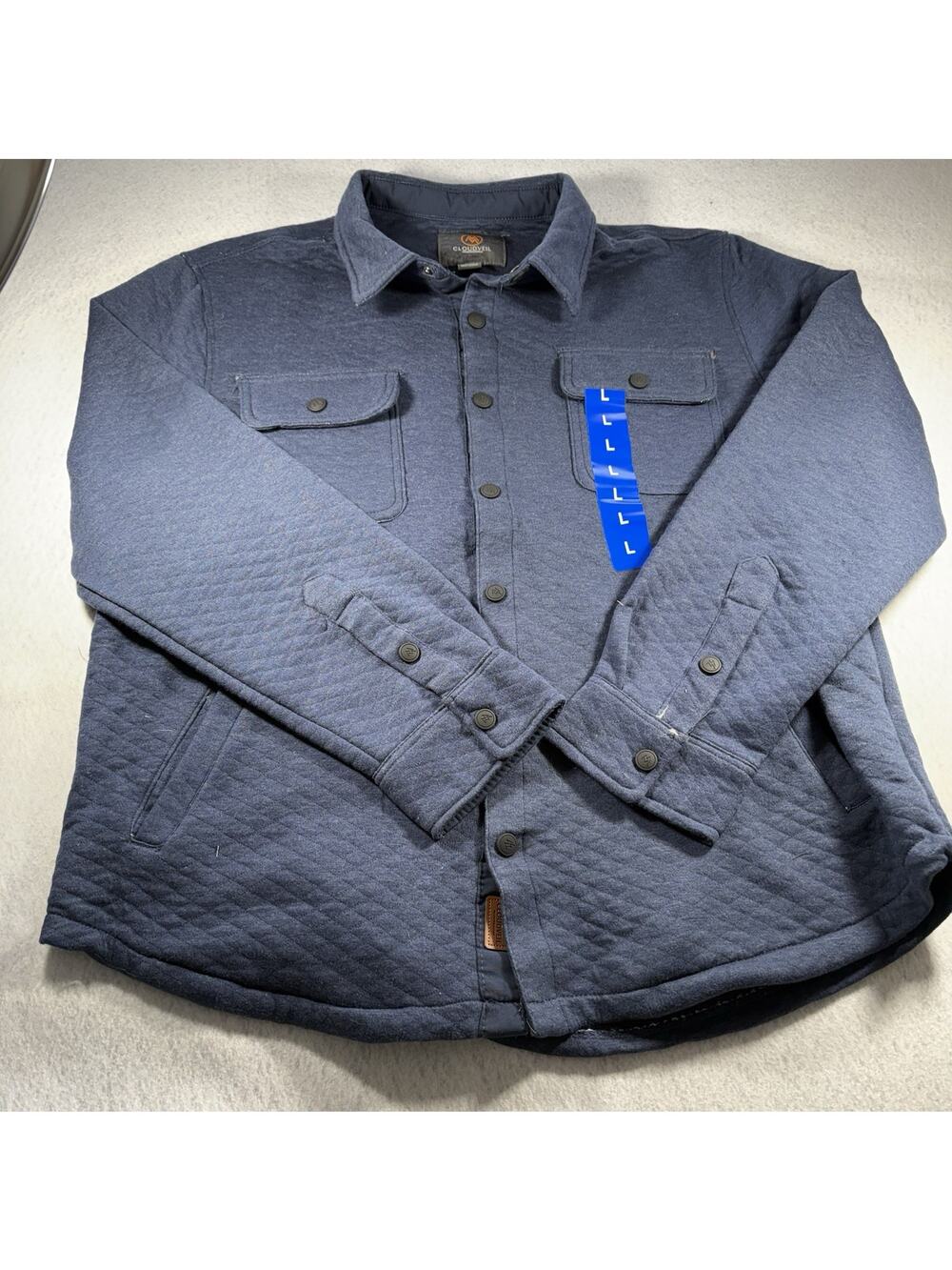Cloudveil Mountainworks Men's Large Quilted Shacket Blue Snap Front L NEW